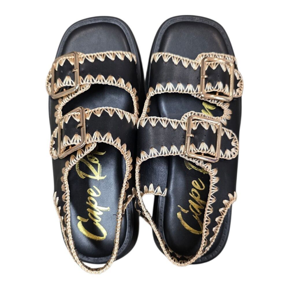 Cape Robbin Black Ofilia Sling Back Open Toe Buckle Sandals 7